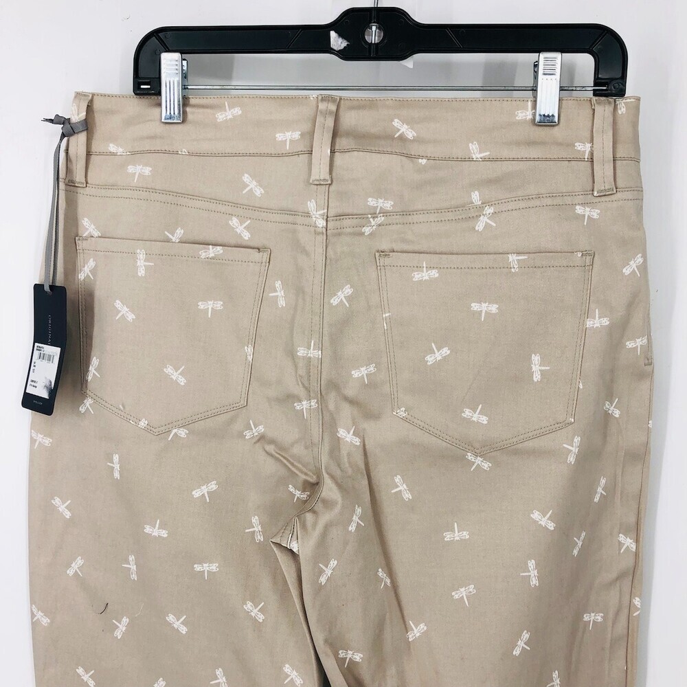 NYDJ Women's Beige Dragonfly Print Cotton 5-Pocket Stretch Ankle Pants Size 10 - Picture 4 of 7